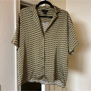 House of Harlow 1960 Printed Satin Button Up M